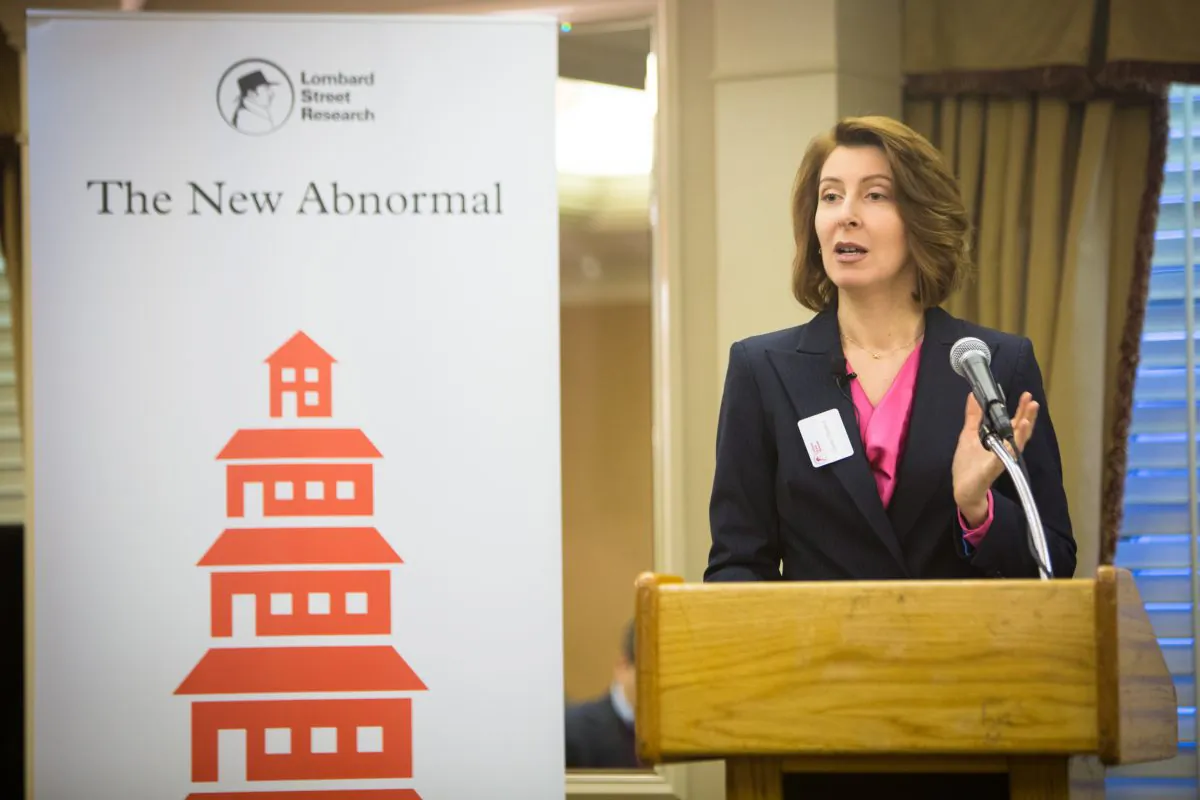 Diana Choyleva, chief economist and head of research at Lombard Street Research at "The New Abnormal" panel discussion in New York on Nov. 4, 2015. (Benjamin Chasteen/Epoch Times)