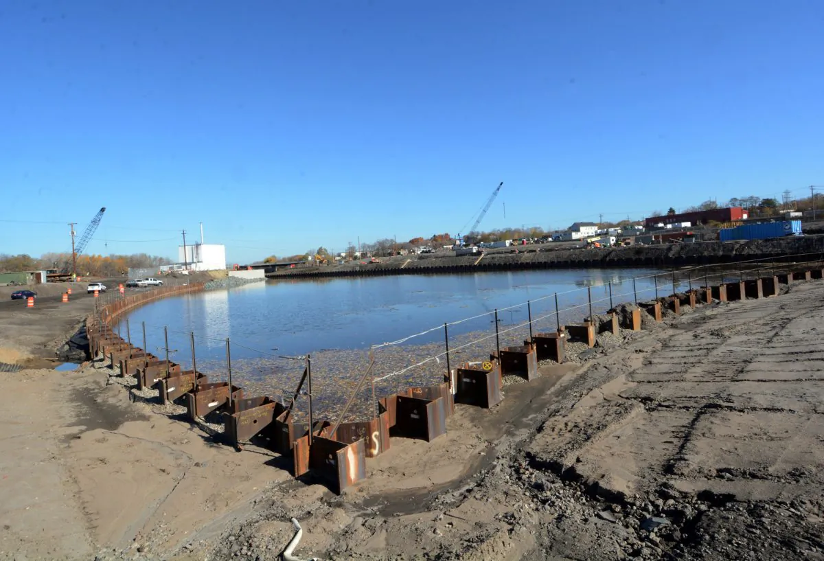 Waters of the Mohawk River flow into the new harbor area at the Rivers Casino & Resort at Mohawk Harbor in Schenectady, N.Y., on Nov. 3, 2015. Nearly a year after three casino projects in New York were chosen as part of a plan to boost the upstate economy, those projects are still awaiting casino license following delays caused by bureaucratic red tape and, in one case, lawsuits from local opponents. (Marc M. Schultz/Schenectady Daily Gazette via AP)