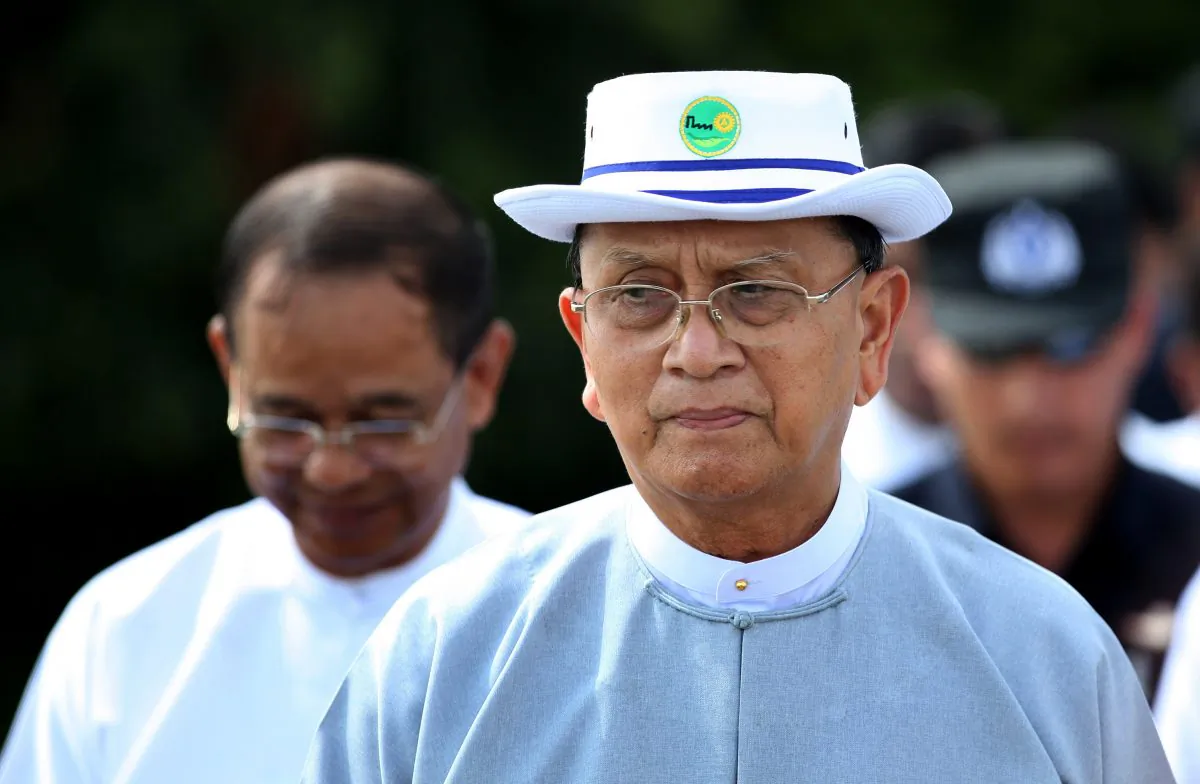 Burma's President Thein Sein walks on the historic U Bein bridge while assessing environmental changes at Taungthaman lake in Amarapura, Mandalay, Burma, on Sept. 27, 2015. Myanmar's president has assured the nation that his government and the military, which gave up power only five years ago, will respect the results of Sunday, Nov. 8, elections that are expected to be won by opposition leader Aung San Suu Kyi's party. (AP Photo/Hkun Lat)