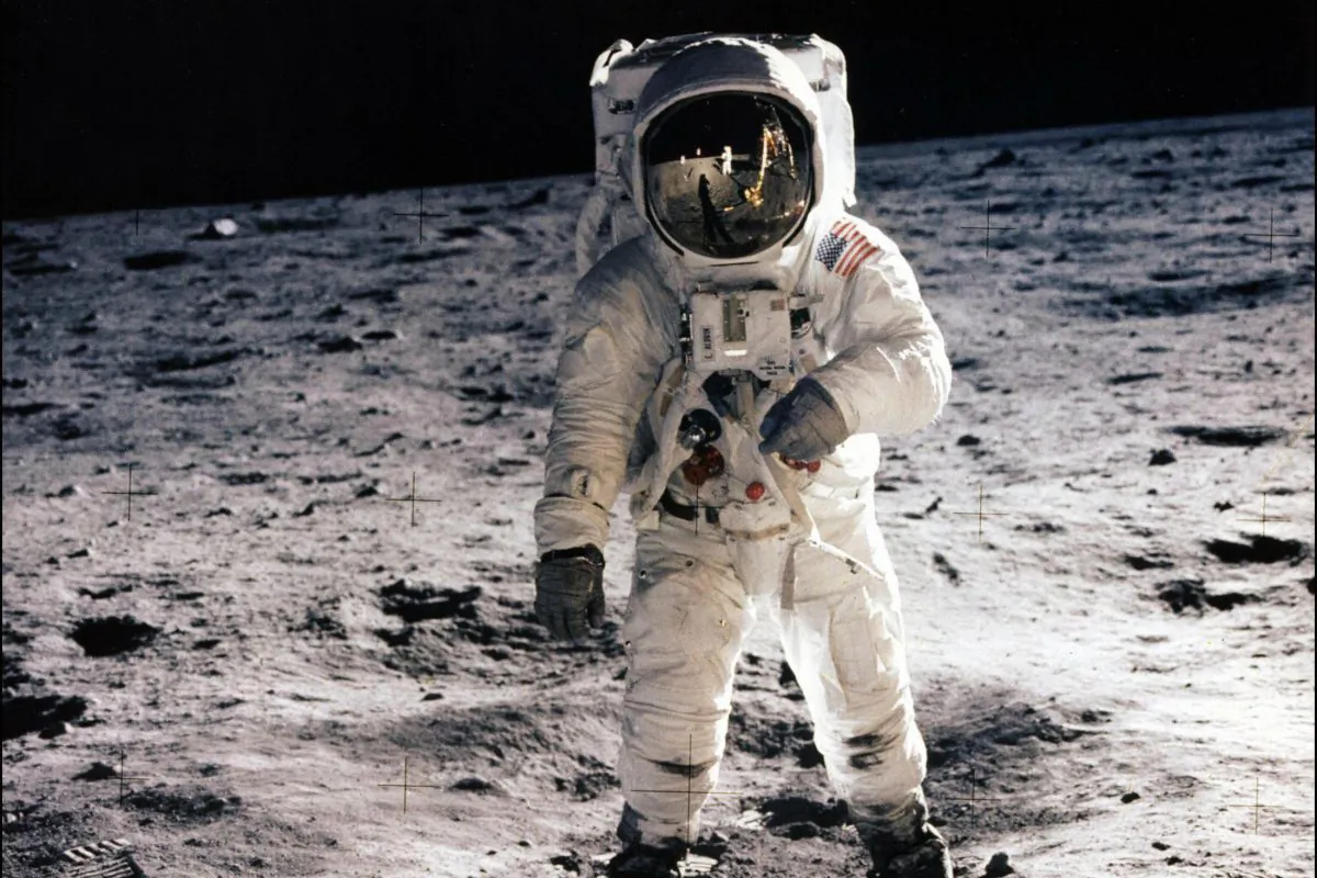 Astronaut Edwin E. Aldrin Jr. at the surface of the moon during the Apollo 11 mission on July 20, 1969. (NASA/AFP/Getty Images)
