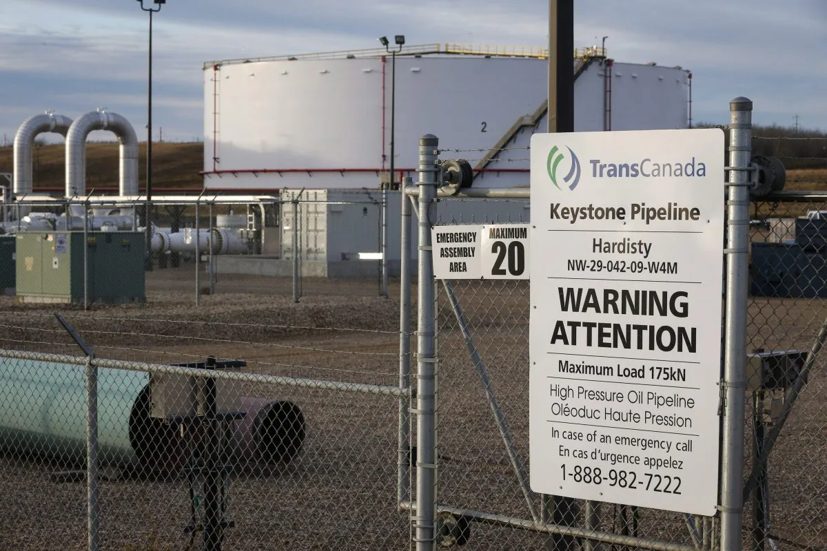 TransCanada’s Keystone pipeline facilities in Hardisty, Alta., where oilsands crude was to have begun its journey along Keystone XL. (The Canadian Press/Jeff McIntosh)
