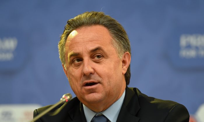 Vitaly Mutko Chairman of the Local Organising Committee listens during the Post-meeting of Organising Committee for the FIFA World Cup press conference ahead of the preliminary draw of the 2018 FIFA World Cup in Russia at Konstantin Palace on July 24, 2015 in Saint Petersburg, Russia.  (Photo by Shaun Botterill/Getty Images)