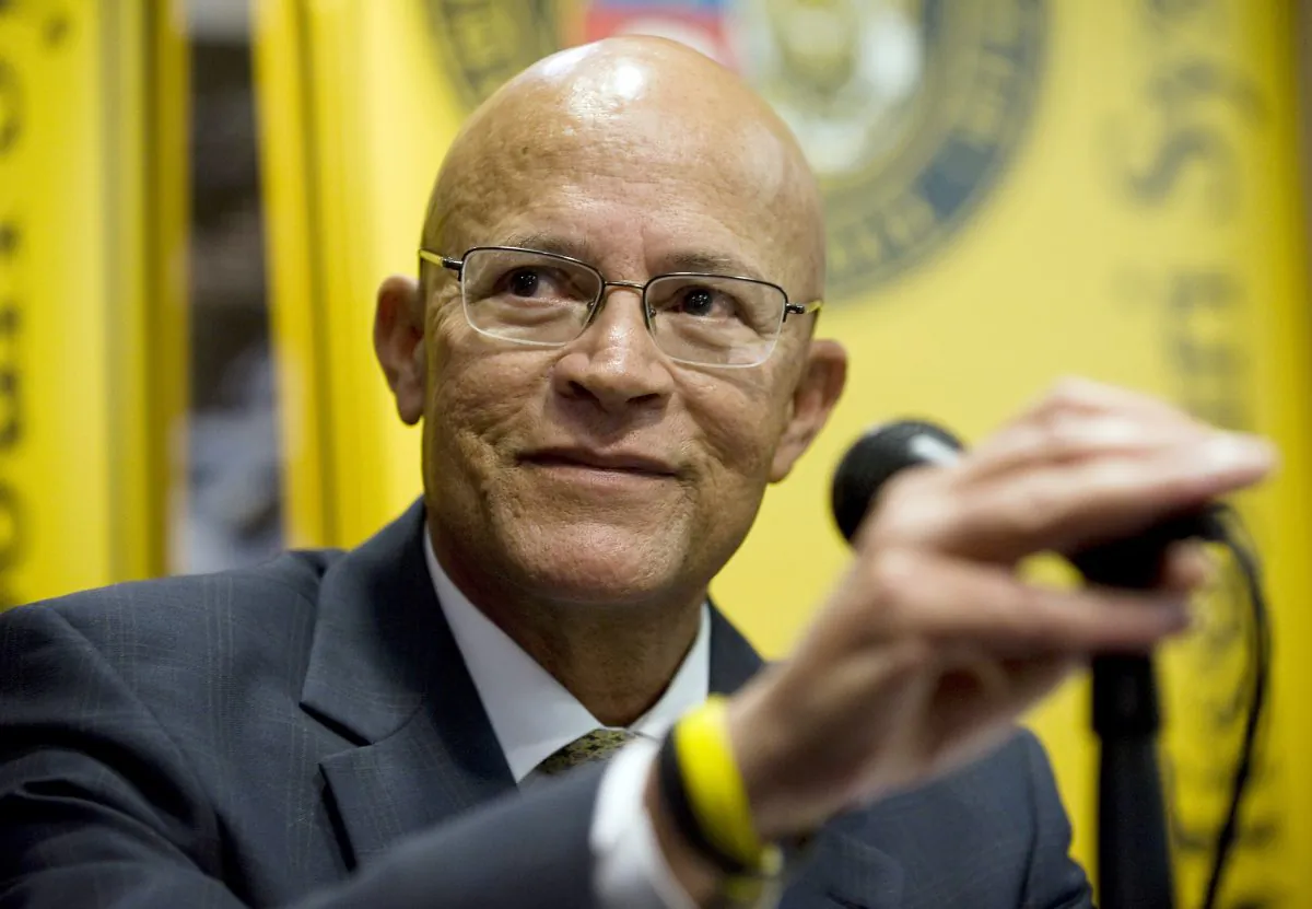 Michael Middleton speaks at a news conference after the University of Missouri Board of Curators named him interim president of the university system, Thursday, Nov. 12, 2015, at University Hall in Columbia, Mo. (Daniel Brenner/Columbia Daily Tribune via AP)