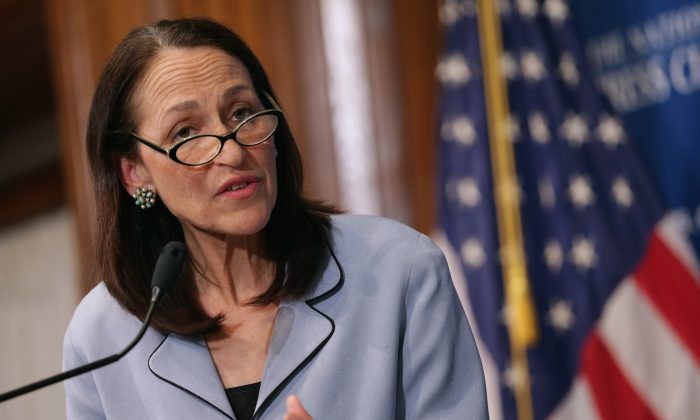 The outgoing Commissioner of the U.S. Food and Drug Administration Dr. Margaret Hamburg speaks during a National Press Club Newsmaker Luncheon at the National Press Club in Washington, D.C., on March 27, 2015. Hamburg has served as the FDA commissioner since May of 2009. (Chip Somodevilla/Getty Images)