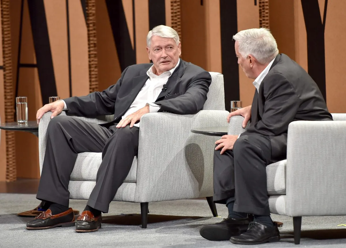 John Malone (L), chairman of Liberty Media and Liberty Global, and CEO of Discovery Holding Company, and Aspen Institute President and CEO Walter Isaacson speak onstage during 'TV, or Not TV' at the Vanity Fair New Establishment Summit at Yerba Buena Center for the Arts on Oct. 7, 2015, in San Francisco, Calif. (Mike Windle/Getty Images for Vanity Fair)