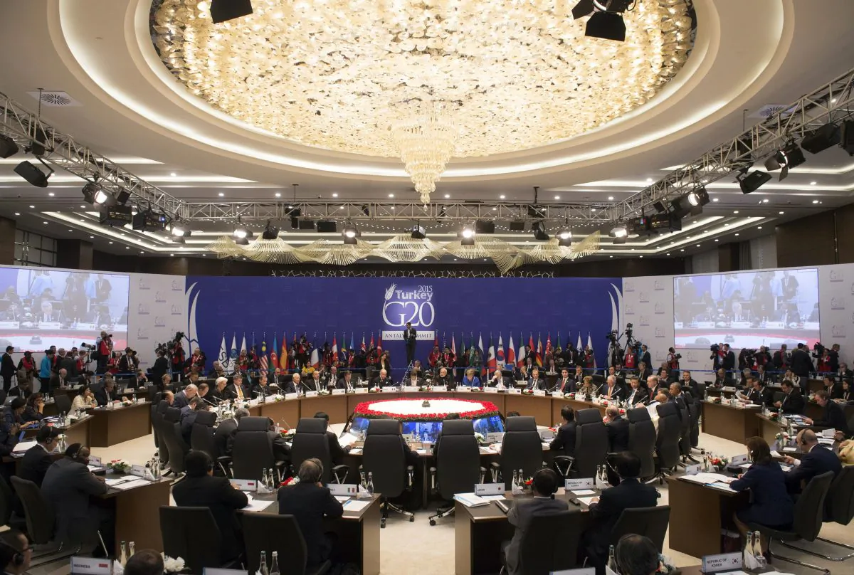 World leaders attend a working session on the Global Economy at the G20 Summit in Antalya, Turkey, on Nov. 15, 2015. (Saul Loeb/AFP/Getty Images)