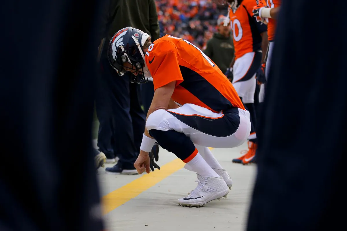 Peyton Manning of the Denver Broncos is having his worst NFL season ever, though a foot injury seems to be the culprit. (Justin Edmonds/Getty Images)