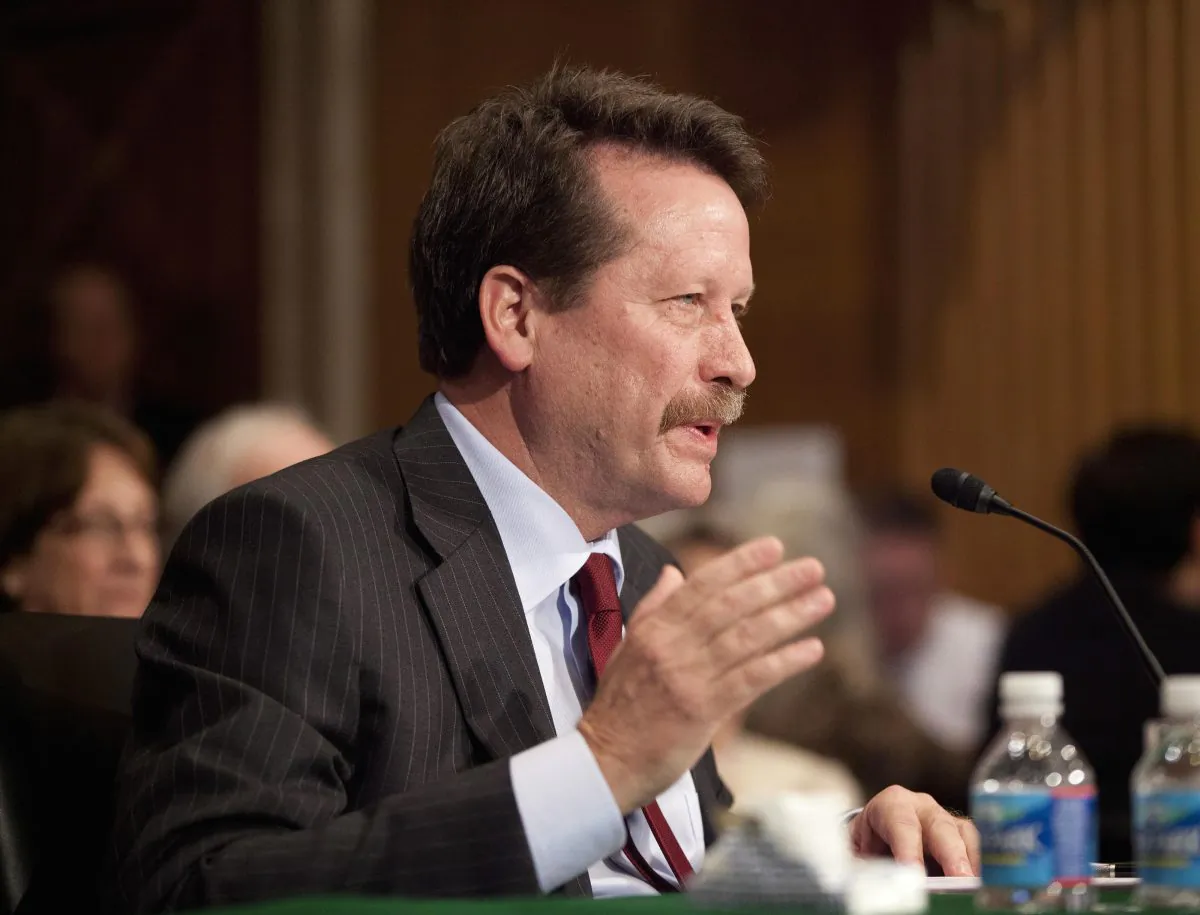 Dr. Robert Califf, President Barack Obama's nominee to lead the Food and Drug Administration (FDA), testifies on Capitol Hill in Washington, D.C., Tuesday, Nov. 17, 2015, before the Senate Health, Education, Labor and Pensions Committee hearing on his nomination. (AP Photo/Pablo Martinez Monsivais)