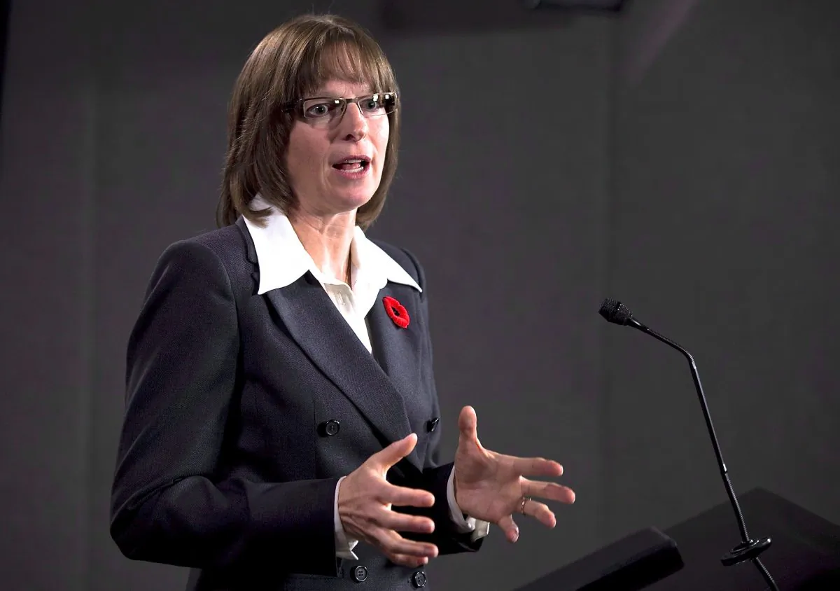 Katharine Schmidt, Executive Director, Food Banks Canada speaks about the findings of the HungerCount 2012 study during a news conference on Parliament Hill in Ottawa, Tuesday October 30, 2012. THE CANADIAN PRESS/Adrian Wyld