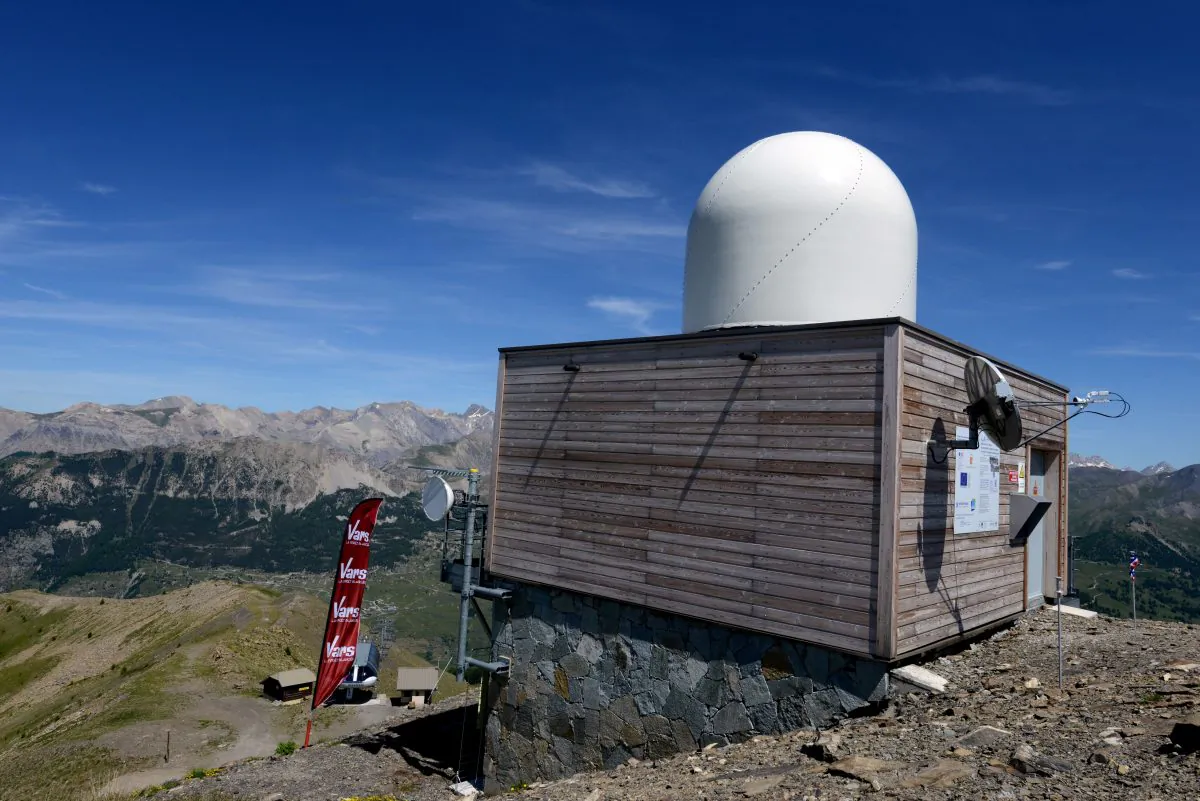 A hydro-meteorological radar of weather forecast service Meteo-France in Vars, French Alps, on June 26, 2015. (Jean-Pierre Clatot/AFP/Getty Images)
