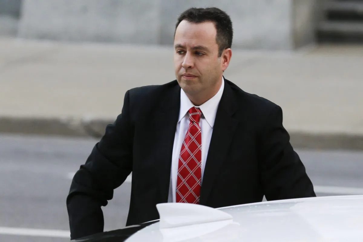 Former Subway pitchman Jared Fogle arrives at the federal courthouse in Indianapolis, Thursday, Nov. 19, 2015. (AP Photo/Michael Conroy)