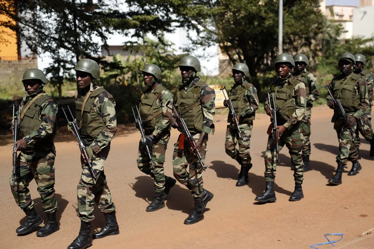 Soldiers patrol outside the Radisson Blu hotel in Bamako, Mali, on Nov. 21, 2015. (Jerome Delay/AP Photo)