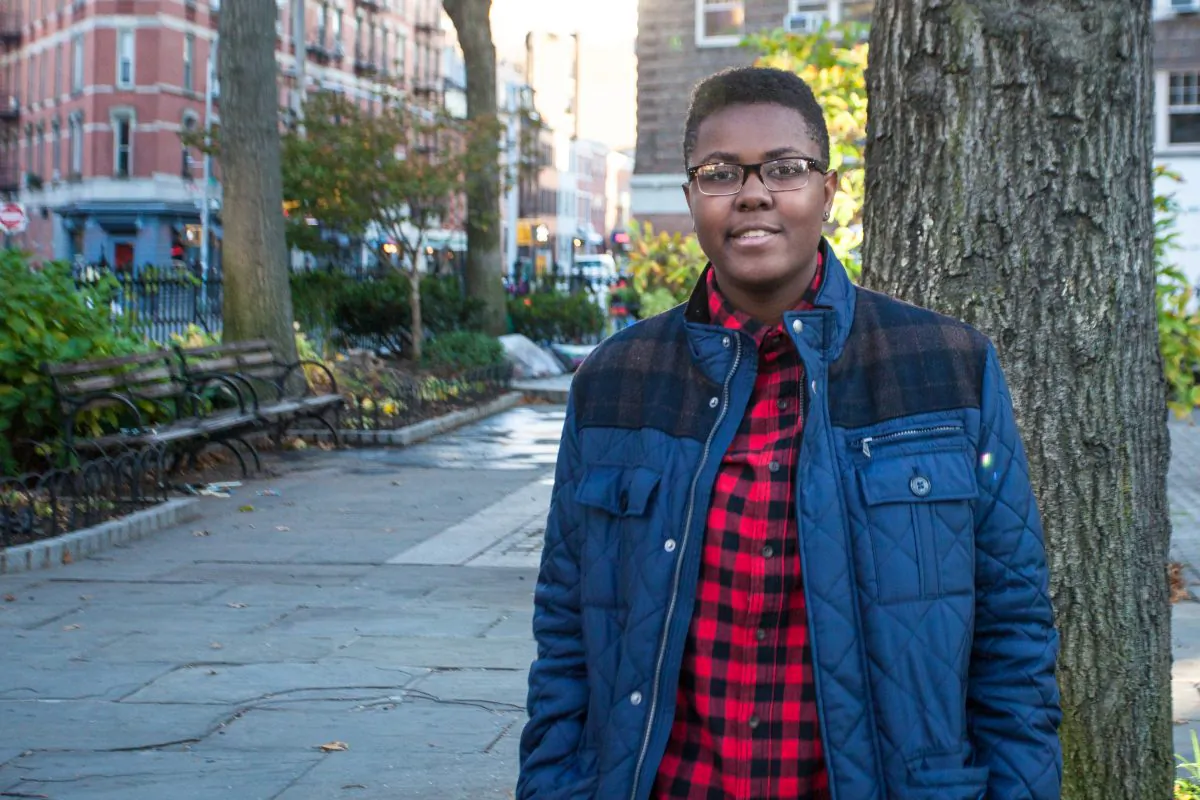 Victoria Barrett, 16, near her high school in Manhattan on Nov. 17, 2015. Barrett is a plaintiff in a climate change lawsuit against the federal government. (Janita Lum/Epoch Times)