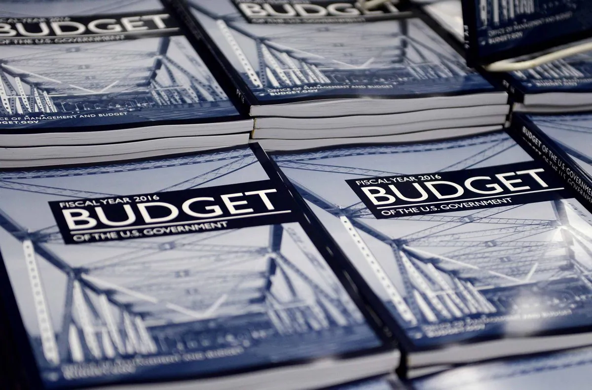 WASHINGTON, DC - FEBRUARY 2: Copies of U.S. President Barack Obama's Fiscal Year 2016 Budget sit on display for sale at the Government Printing Office (GPO) bookstore February 2, 2015 in Washington, DC.   (Oliver Douliery/Getty Images)
