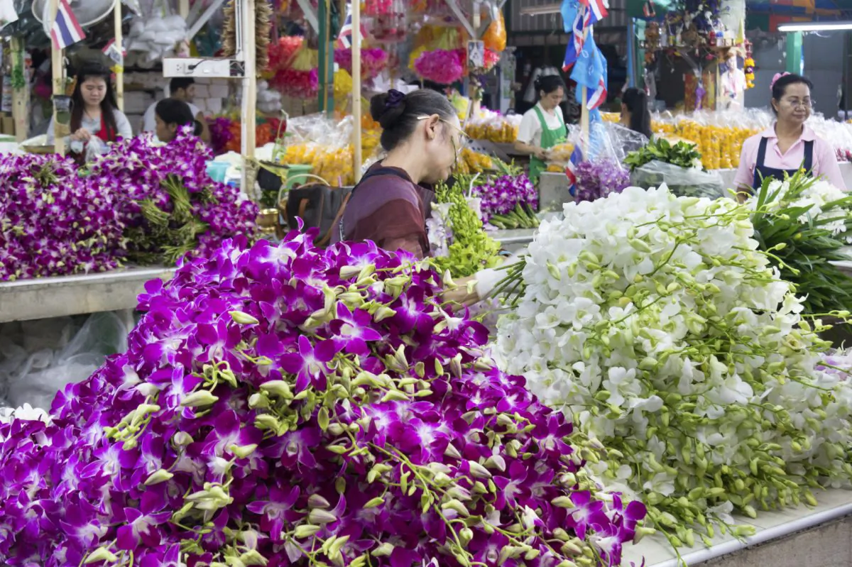 Pak Khlong Talad flower market is the largest flower market in Thailand. (KHellon/iStock)