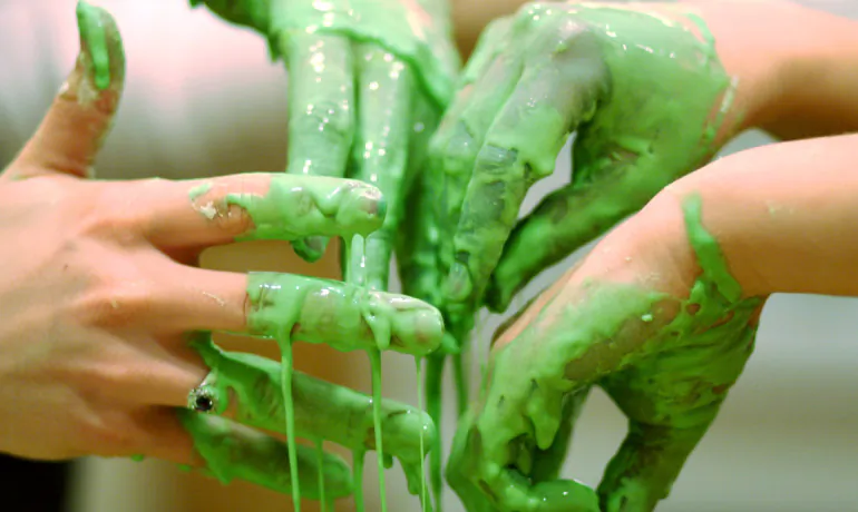 The harder you stir oobleck, the thicker it gets. Hit it hard enough and it instantly shatters. (Andrew Curran/CC BY-ND 2.0)
