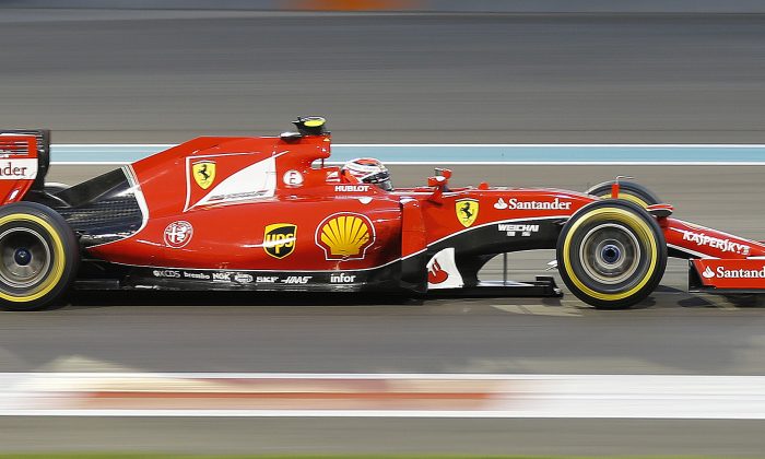Ferrari driver Kimi Raikkonen of Finland steers his car during the Emirates Formula One Grand Prix at the Yas Marina racetrack in Abu Dhabi, United Arab Emirates, Sunday, Nov. 29, 2015. (AP Photo/Frank Augstein)