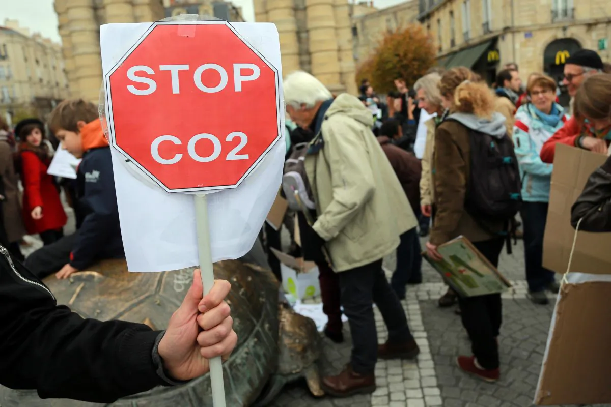 People rally in Bordeaux on Nov. 29, 2015, to protest against global warming a day ahead of the United Nations Conference on Climate Change (COP21) held in Paris. (Nicolas Tucat/AFP/Getty Images)