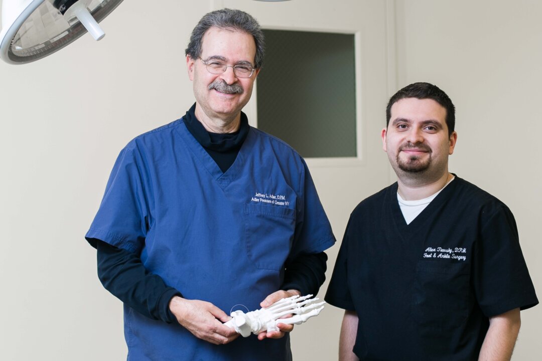 Podiatrist Dr. Jeffrey Adler and surgeon Dr. Alex Tievsky, at Adler Footcare located in Midtown Manhattan on Nov. 20. (Samira Bouaou/Epoch Times)