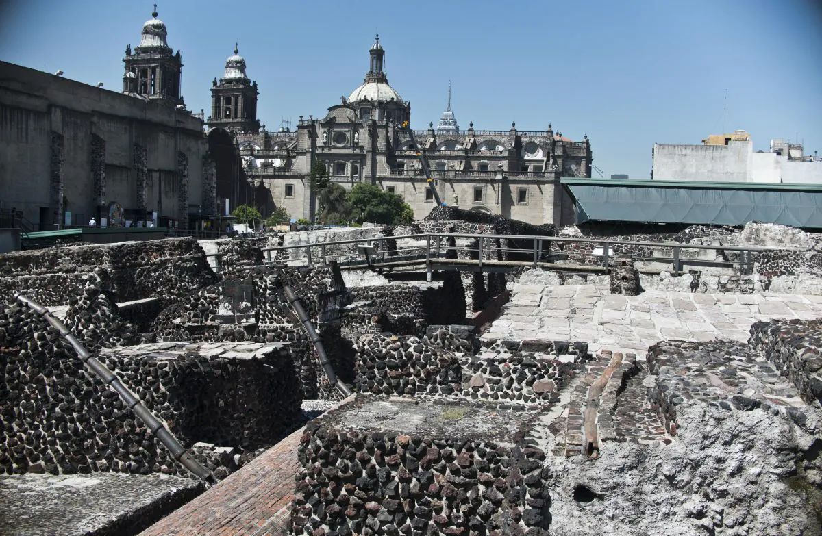 General view of the Templo Mayor archaeological area in Mexico City, on Oct. 05 2012. (Ronaldo Schemidt/AFP/Getty Images)