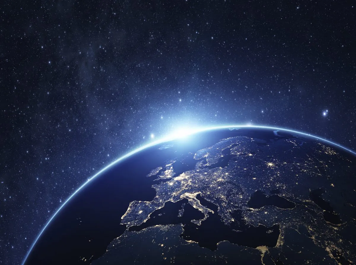 Planet earth from the space at night. Some elements of this image furnished by NASA.