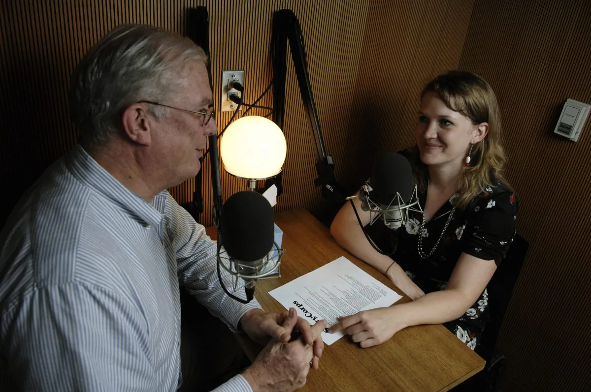 A youth interviews an elder in a StoryBooth. (Tony Rinaldo)
