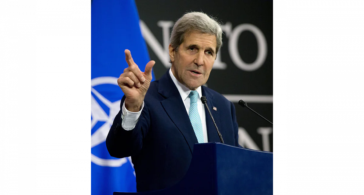 U.S. Secretary of State John Kerry speaks during a media conference at NATO headquarters in Brussels on Dec. 2, 2015. Kerry urged NATO members to step up military efforts against ISIS. (AP Photo/Virginia Mayo)
