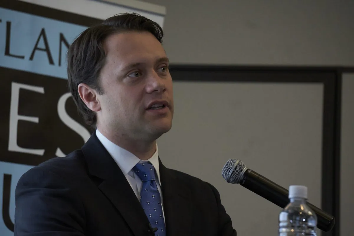 Jason Carter at the Atlanta Press Club on Dec. 2, 2015. (Courtesy of Zeriba Media)