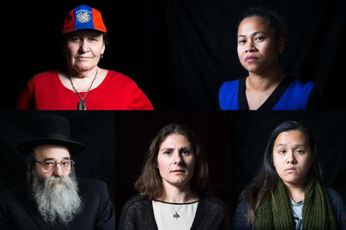 Clockwise from top left: Anoush Ter Taulian, Chhaya Chhoum, Delena Hoang, Natalia Frias-Staheli, and Rabbi David Niederman. (Samira Bouaou/Epoch Times)