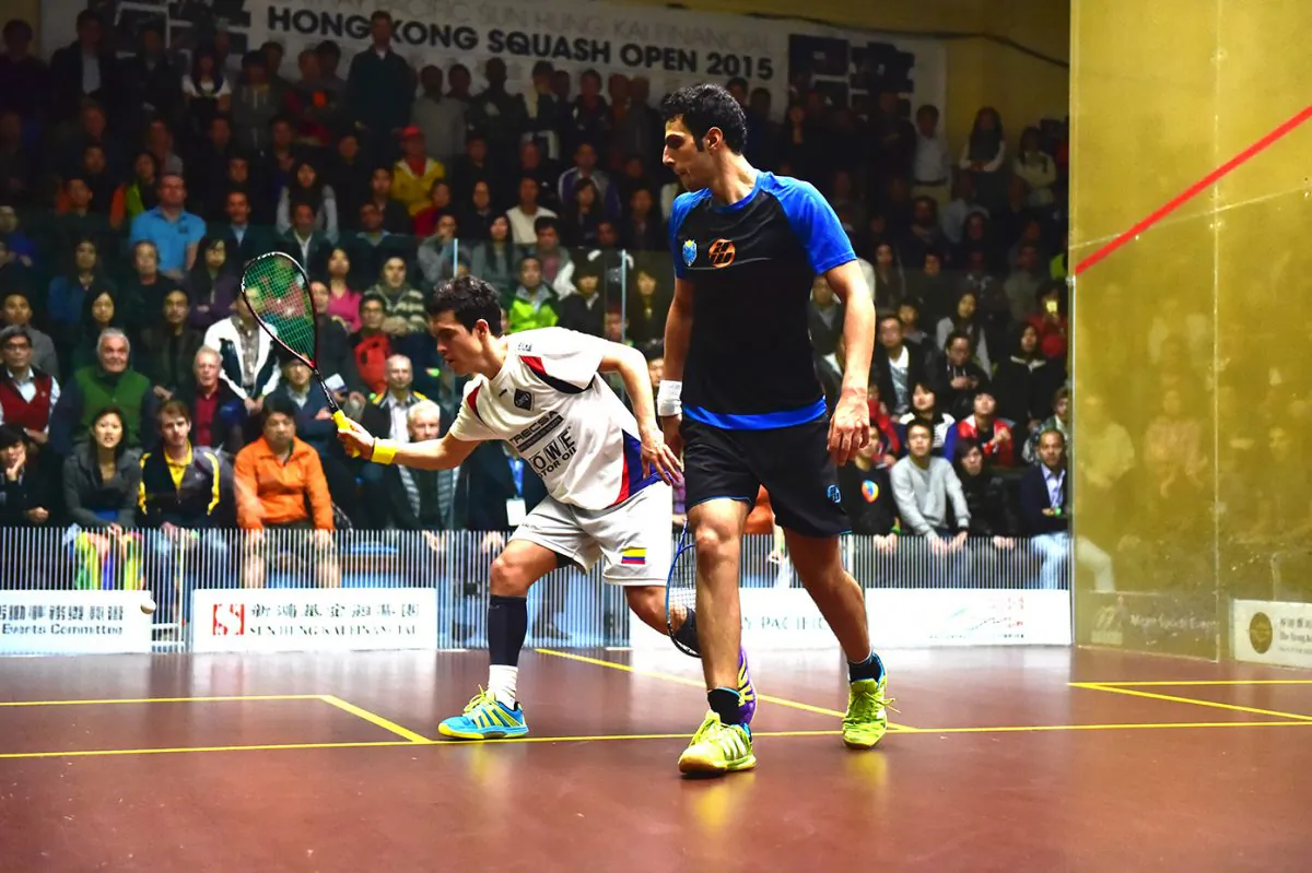 This all action match between Columbian, Miguel Angel Rodriguez and Omar Mossad of Egypt, seeded 4 and 6 respectively. Rodriguez looked well in control in the early games winning the first two 11-3, 11-3 but Mossad talented and tenacious as ever clawed his way to back into the match taking the next two 11-9, 11-9 to set up an awsome 5th game decider. Mossad, at 10-5 down was facing defeat but gradually pulled back to 10-10 and went on to win the decider 13-11. He will meet No1 seed Mohamed Elshorbagy in today's semi-final. (Bill Cox/Epoch Times)