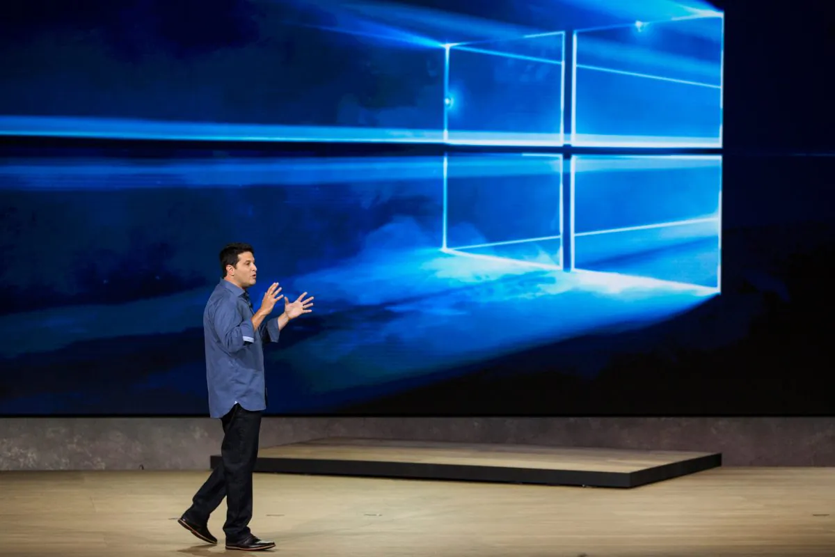 Terry Myerson, executive vice president of operating systems at Microsoft, speaks at a media event for new Microsoft products on October 6, 2015 in New York City. (Andrew Burton/Getty Images)