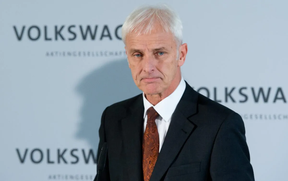 VW CEO Matthias Mueller delivers a statement after a meeting of the board of directors of German car manufacturer VW in Wolfsburg, northern Germany, on Nov. 20, 2015. (Julian Stratenschulte/AFP/Getty Images)
