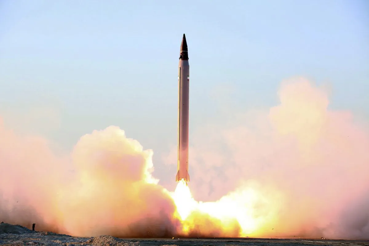 The launching of an Iranian ballistic missile at an undisclosed location in Iran on Oct. 11, 2015. President Trump wants Iran's ballistic missile program to become part of the nuclear agreement. (Iranian Defense Ministry)
