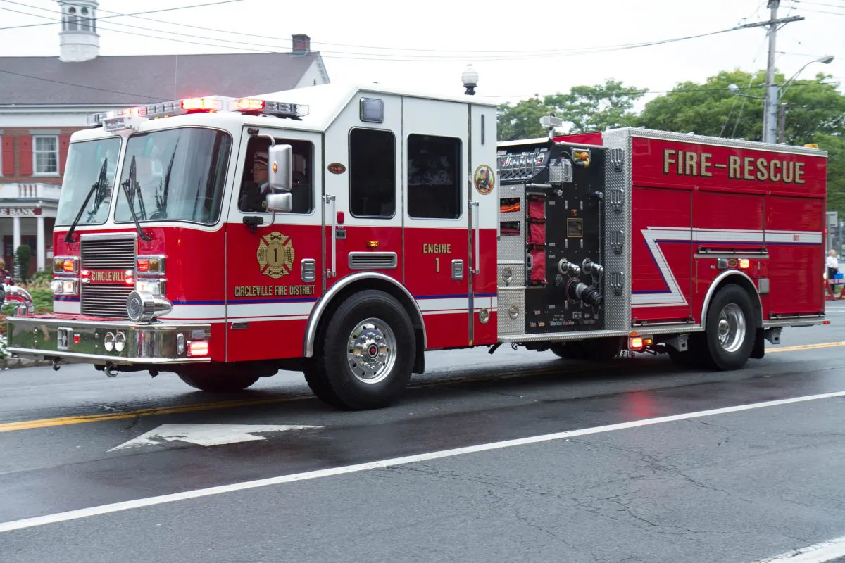A truck from the Circleville Fire Company in the Triennial Fire Parade in Goshen on Sept. 12, 2015. (Holly Kellum/Epoch Times)