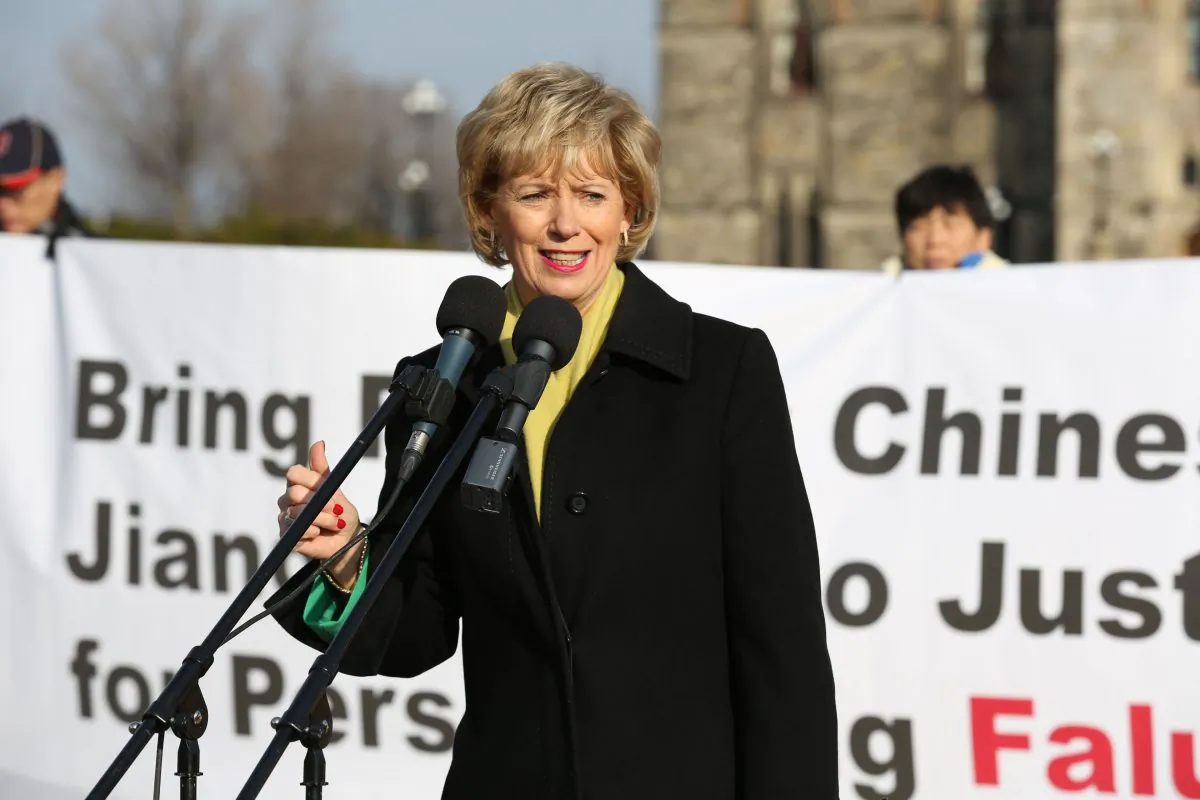 Liberal MP Judy Sgro was one of severl MPs who attened a rally on Parliament Hill on Dec. 9, 2015, and spoke in support of ending the campaign of persecution agains Falun Gong practitioners in China that was launched in 1999. (Evan Ning/Epoch Times)