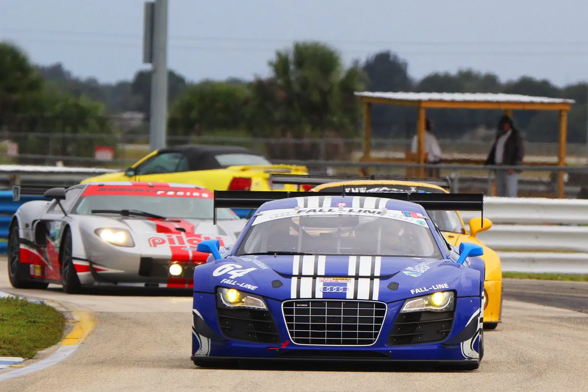 A 2008 Audi R8 chased by a 1974 Porsche 911 RSR chased by a 2006 Ford GT—this kind of variety adds richness to every HSR event. (Chris Jasurek/Epoch Times)
