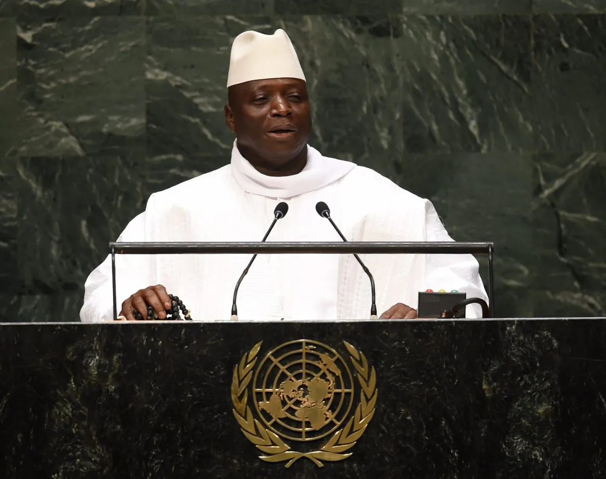 Gambia's President Al Hadji Yahya Jammeh addresses the 69th session of the United Nations General Assembly at the United Nations in New York on Sept. 25, 2014. (Don Emmert/AFP/Getty Images)