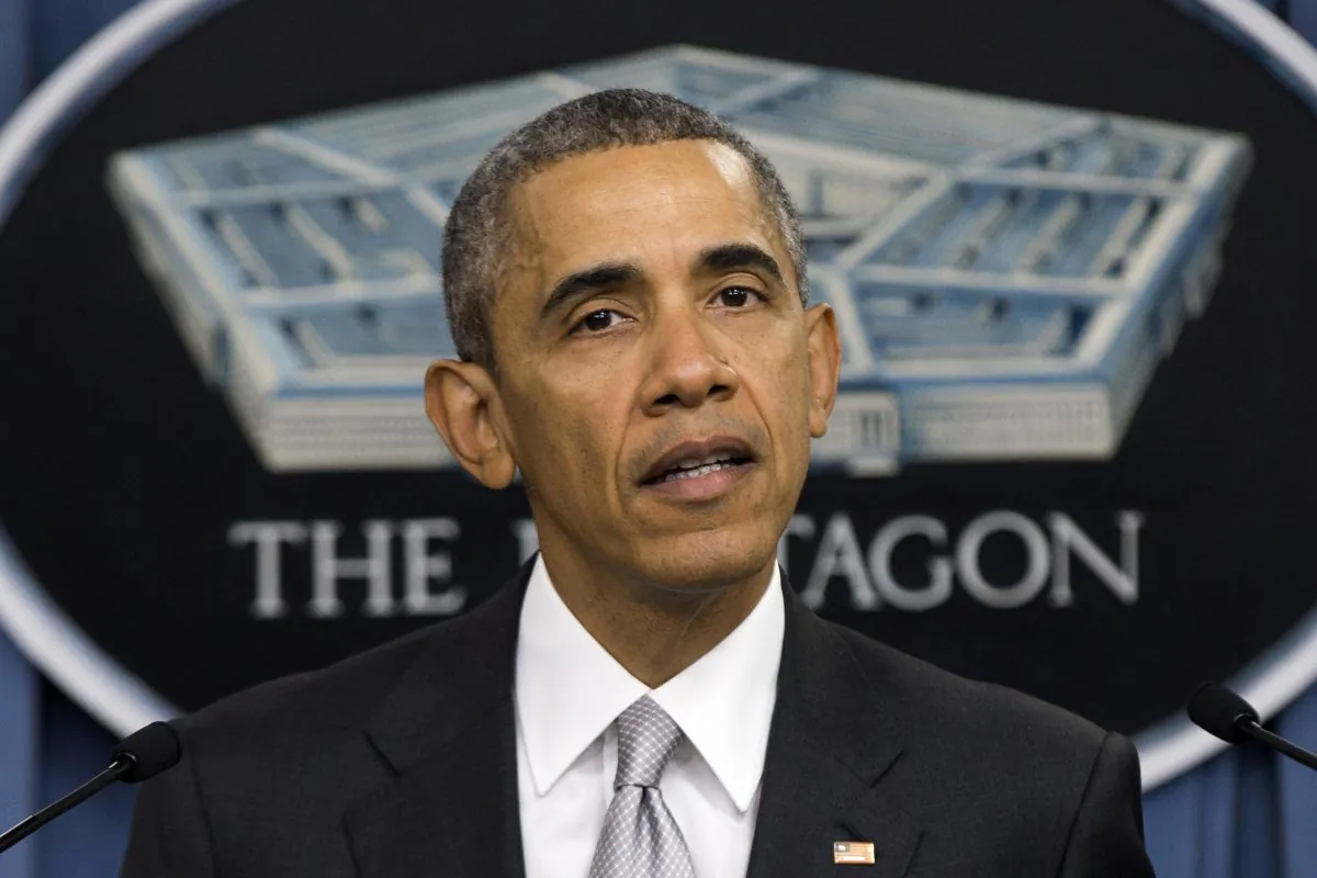 President Barack Obama speaks at the Pentagon, Monday, Dec. 14, 2015, about the fight against the Islamic State following a National Security Council meeting. The president said the U.S. military and allied forces are hitting the Islamic State harder than ever. (AP Photo/Evan Vucci)