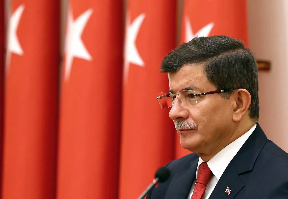 Turkish Prime Minister Ahmet Davutoglu attends an annual meeting of High Military Council in Ankara, Turkey, Thursday, Nov. 26, 2015. (AP Photo/Prime Minister's Press Service)