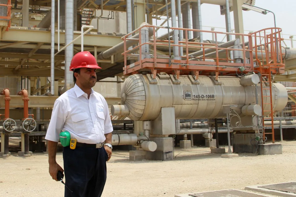 A worker at the South Pars gas field in the port town of Asaluyeh, Iran. (Atta Kenare/AFP/Getty Images)