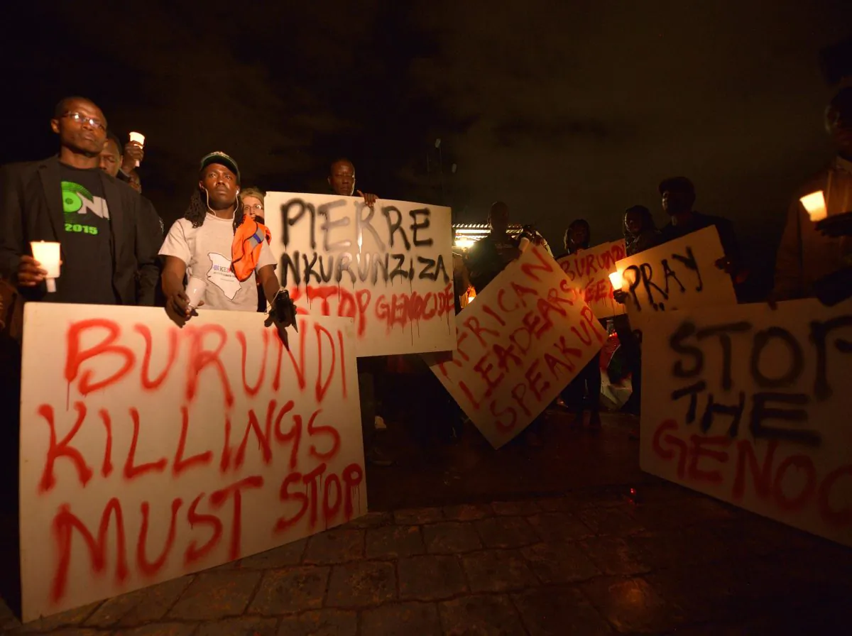 Kenyans and Burundians living in Kenya hold a vigil in Nairobi to call for an end to killings in Burundi on Dec. 13, 2015. (Tony Karumba/AFP/Getty Images)