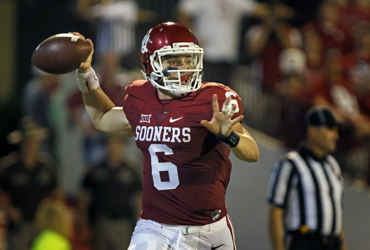 Quarterback Baker Mayfield has the Oklahoma Sooners in the playoffs and in the running for the first national title since 2000. (Brett Deering/Getty Images)
