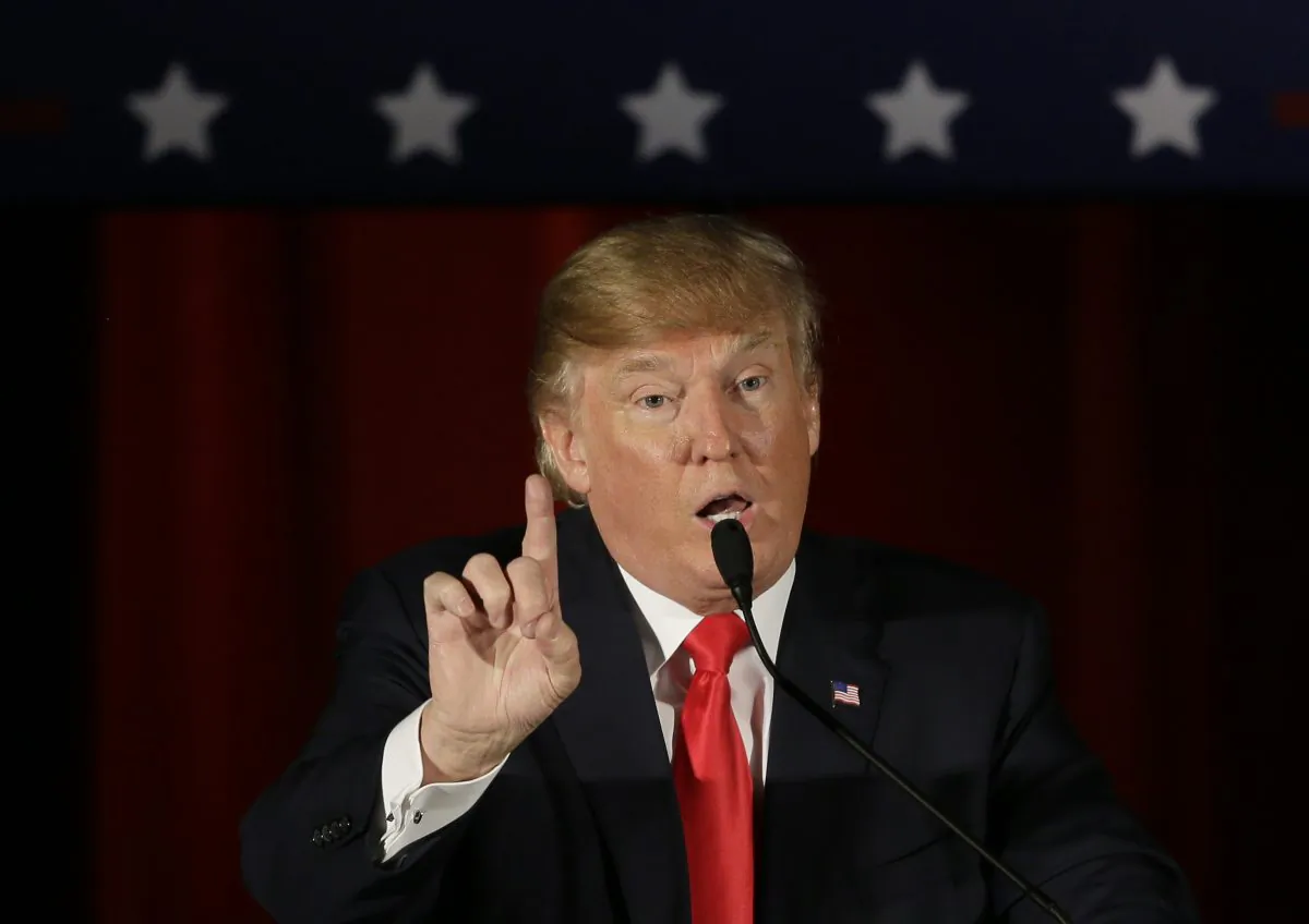 Republican presidential candidate Donald Trump speaks during a campaign rally at the Veterans Memorial Building, Saturday, Dec. 19, 2015, in Cedar Rapids, Iowa. (AP Photo/Charlie Neibergall)
