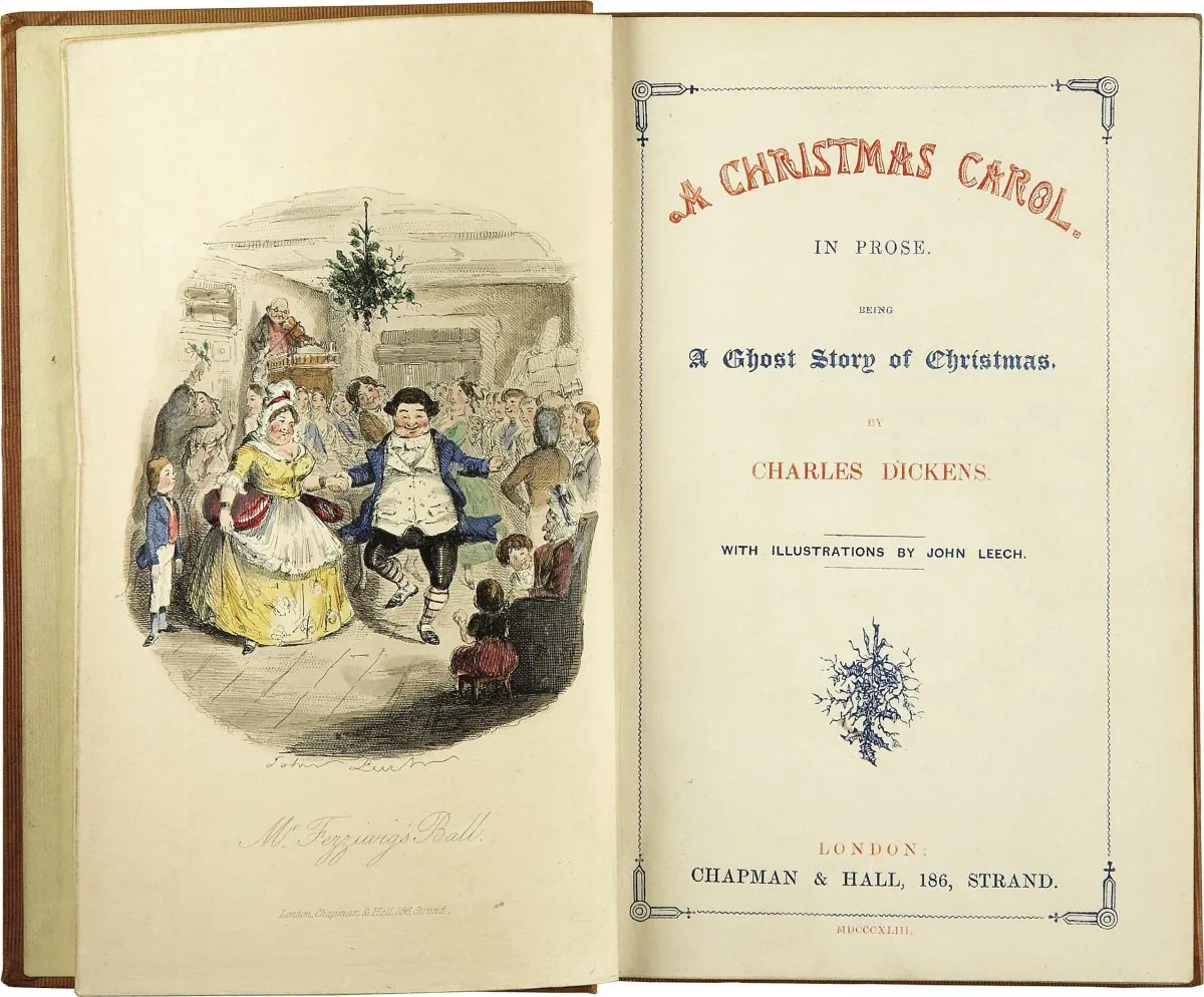 The title page from the first edition of A Christmas Carol. (John Leech via Wikimedia Commons)