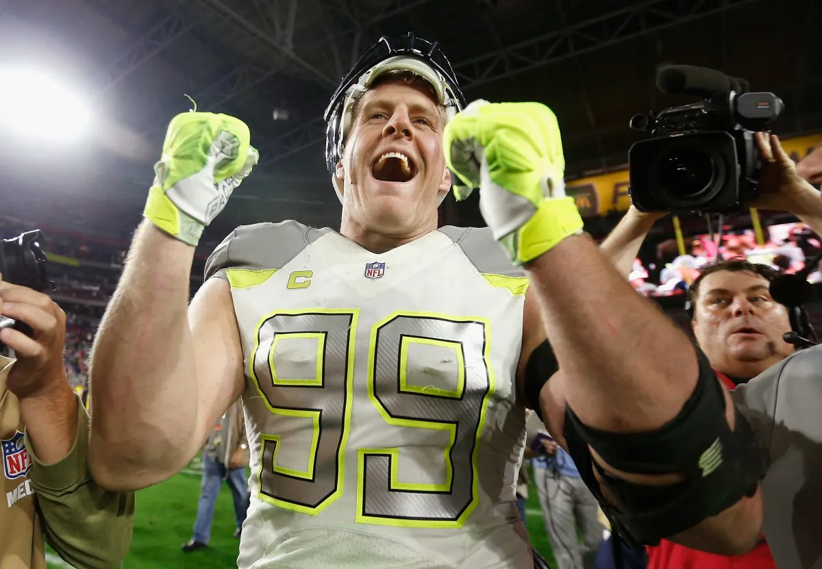Houston Texas Defensive Player J.J. Watt in this file photo. Watt is taking responsibility in his life to give and care for others. (Christian Petersen/Getty Images)