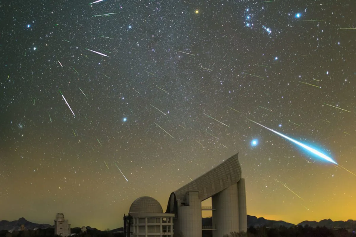 Geminid Meteor shower over the Xinglong Observatory Hebei Province, China, on Dec. 23, 2015. (Steed Yu & NightChina Via NASA)