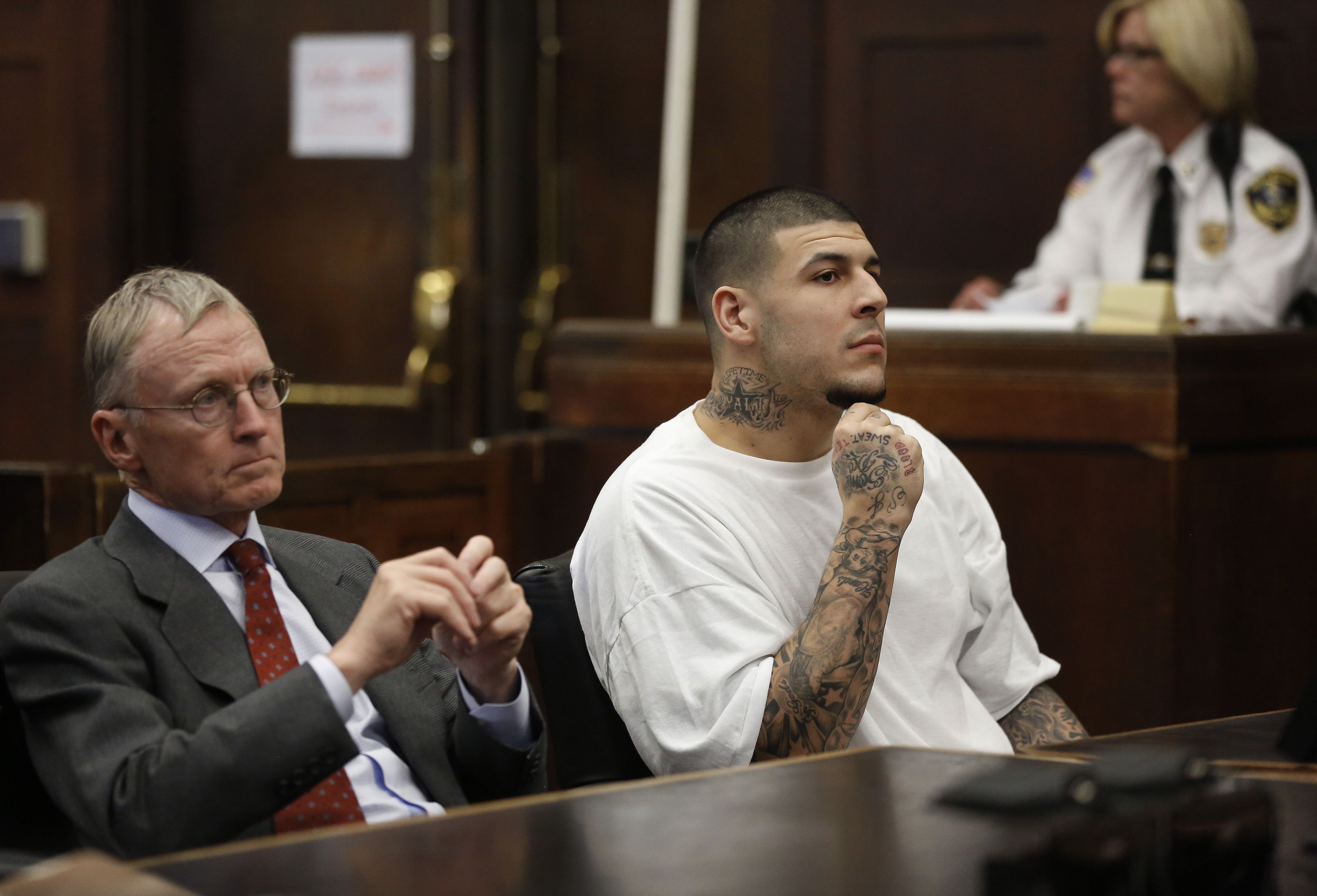 Aaron Hernandez, with 'Lifetime' tattoo, pleads not guilty to witness  intimidation - ESPN