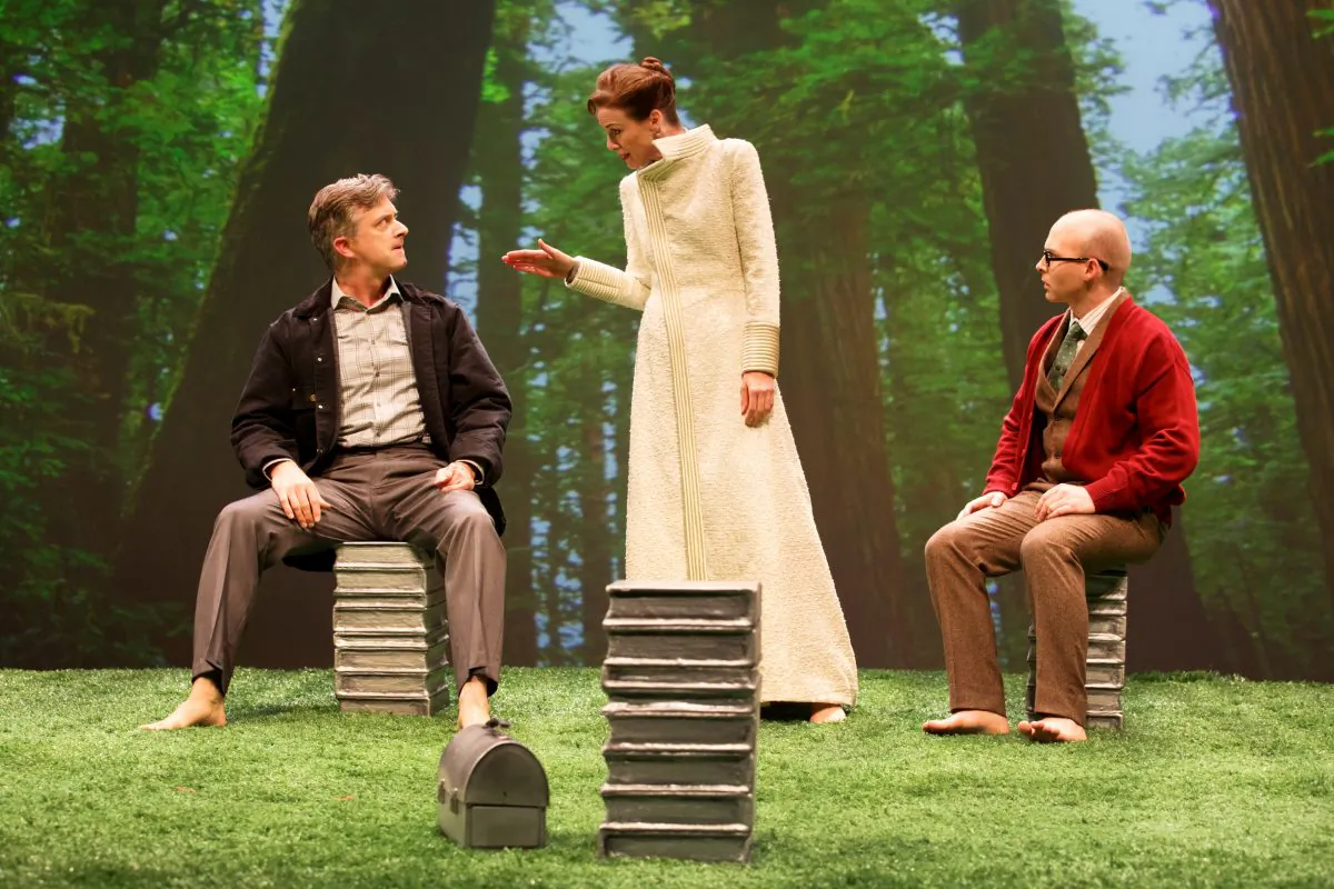 CS Lewis
The Great Divorce
(L–R) Michael Frederic, Christa Scott-Reed and Joel Rainwater in a place that is nearly heaven from C.S. Lewis’s “The Great Divorce.” (Joan Marcus)