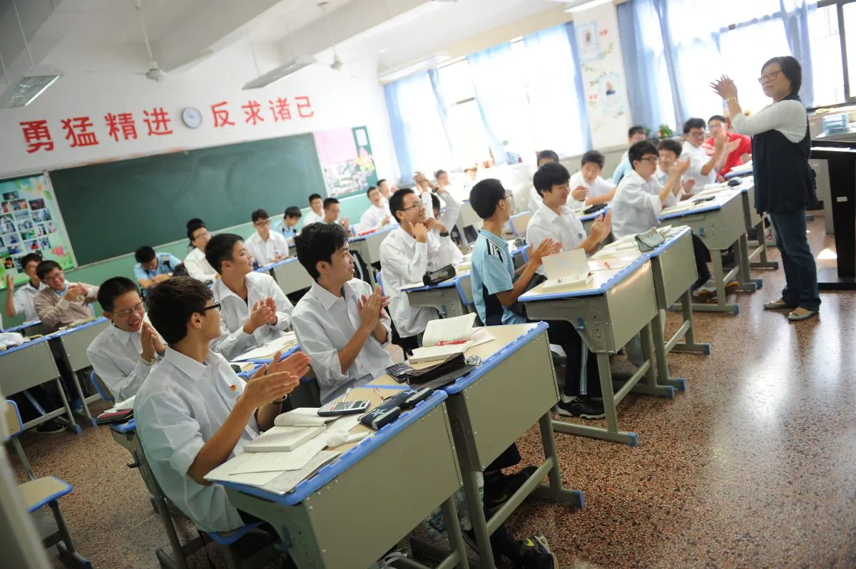 A class at the statet-run Shanghai Number Eight High School in Shanghai on Oct. 15, 2012. (Peter Parks/AFP/Getty Images)