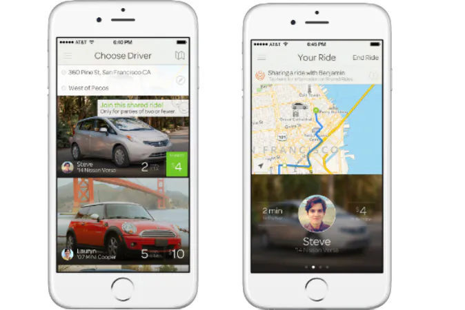 Images of the Sidecar ride-hailing app. The company announced it will shut down all operations as of Dec. 31, 2015. (Courtesy of Sidecar)